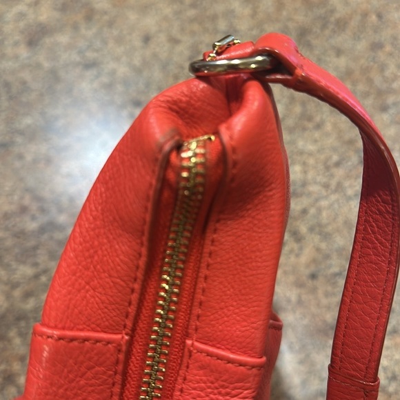 Coach Isabelle Pebbled Leather Hobo Crossbody Tote Purse Burnt Orange Red - Picture 10 of 15